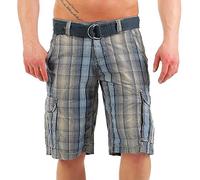 Timezone Herren Cargo Shorts 24-10001 Maguire Gürtel Loose Fit blue beige check W31