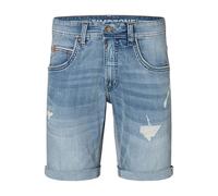 Timezone Herren Jeansshorts, Knielang, Regular Fit, Riss-Detail, Umschlag