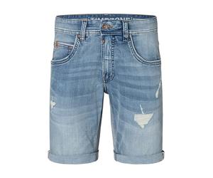 Timezone Herren Jeansshorts, Knielang, Regular Fit, Riss-Detail, Umschlag