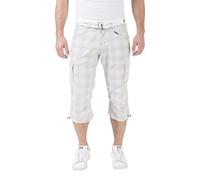 Timezone Herren Shorts Loose Miles 3/4 Cargo incl. Belt, Weiß (White Check 1013), W31