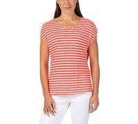 Timezone Damen Striped Round Neck T-Shirt - Regular Fit XS S M L XL XXL Streifen, Größe:XL, Farbe:6021-1062 Neon Coral White Stripe