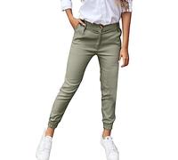 TIMIYUYU Damen Hosen Elegant Business Hose Lang Freizeithose 7/8 Chinohose Stretch Slim Fit Stoffhose Frauen Elegante Hosen Lässige Freizeit Hose Skinny Damenhose Sommerhose Leichte (Green, S)