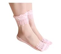 TIMIYUYU Damen Spitze Socken Damen mit Rüschen Elastische Transparente Söckchen Mode Ultradünne Schöne Spitze Socken Kristall Spitze Socken Lace Strumpf Gothic Spitzensocken Sommer Socks