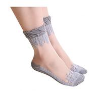 TIMIYUYU Damen Spitze Socken Damen mit Rüschen Elastische Transparente Söckchen Mode Ultradünne Schöne Spitze Socken Kristall Spitze Socken Lace Strumpf Gothic Spitzensocken Sommer Socks