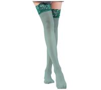 TIMIYUYU Damen Spitzen Halterlose Strümpfe Spitzenstrümpfe für Damen Spitzen Seiden Transparente Strümpfe Sexy Feinstrümpfe Nylonstrümpfe Oberschenkelstrümpfe Seidenstrümpfe (Dark Green, One Size)