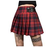 TIMIYUYU Damen Teenager Mädchen Kariert Mini Rock Kawaii Karo Gestreifter Rock A-Line Rock Mini Gothic Faltenrock Hohe Taille Schulmädchen Plaid Minirock Skater Tennis Rock (rot, M)