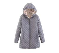 TIMIYUYU Damen Winter Fleece Jacke Plüschjacke Herbstmantel Wintermantel Warme Plüschmantel Kapuzenmantel Winterjacke Kapuzenjacke Winter Plüsch Mantel Outwear (Grau, XXL)