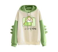 TIMIYUYU Hoodie Kawaii Kapuzenpullover Damen Cute Cartoon Dino Teenager Mädchen Hoodie Sweatshirt Pullover mit Kapuze Langarmshirt Bluse Tops Casual Sports Oberteile Outwear (Grün2, M)