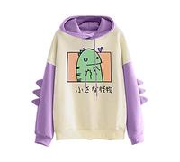 TIMIYUYU Hoodie Teenager Mädchen Kawaii Pullover Dinosaurier Pulli Herbst Winter Kapuzenpullover Langarm Sweatshirt Oberteile Bequem Casual Pulli Frauen Pullover Langarmshirt (Lila2, XXL)