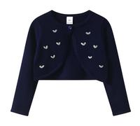TIMIYUYU Mädchen Bolero mit offener Vorderseite Strickjacke Cardigan für Mädchen Strick Bolero mit Langen Ärmeln Gestrickt Baumwolle Strickjacke Bolerojacke Schulterjacke Kurz zum (Blue, 7-8 Years)