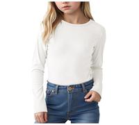 TIMIYUYU Thermoshirt Kinder Unterhemd Thermal Top Kinder Rundhals Thermo Langarmshirt Einfarbig Unisex Fleece Oberteil Mädchen Jungen Warmes Unterhemd Unterziehshirt Slim Fit Tops Lässige, 2-14 Jahre