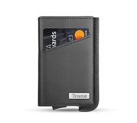 Timoxi Kreditkartenetui Geldbeutel Herren Slim Wallet mit Münzfach Aluminium Kartenetui mit RFID-Schutz Mini Portemonnaie Echtleder (Schwarz)