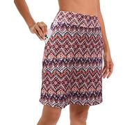 Timuspo Damen Knielanger Hosenrock mit Innenhose, Wanderrock, Sport Tennis Skort, mit Tasche im Sommer,Boho-Orange-Muster,XXL