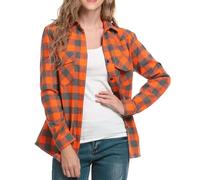 Timuspo Kariertes Hemd Damen Flanell Knopfleiste Langarm Oktoberfest Bluse | Karo Hemdbluse Tunika, Lässig Holzfällerhemd Trachtenbluse, V-Ausschnitt Oberteile Flanellhemd Tops, Alltag Büro Urlaub Date