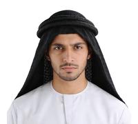 TINAYAUE Männer Hijab Arabisches Kopftuch mit Stirnband Muslimisches Kopftuch Islam Hijab Moslem Schal Arabisch Kopfkappe Atmungsaktives Kopfbedeckung Weich Hidschab für Gebet, Ramadan