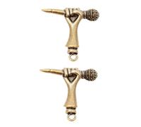 TINEASUR 2 Stück Kreative Schlüsselanhänger Mikrofon Anhänger aus Messing Goldfarbene DIY Charms Handgefertigte Schlüsselanhänger Deko mit Öse Langlebig und Einzigartig Gestaltet