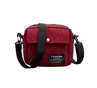 TINEASUR Modische Gestreifte Cord Umhängetasche Damen Rot Leichte Schultertasche aus Corduroy für Freizeit und Einkaufen Einfache Schicke Crossbody Tasche