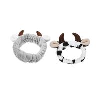 TINEASUR Niedliches Kuh Geweih Stirnband 2 Stück-pack aus Gewebe zum Gesichtwaschen und Haare Zurückhalten Attraktiv und Modisch für Tägliche Hautpflege und Spa Routine