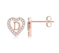 TINGN Buchstaben Ohrstecker Ohrringe Mädchen - Ohrstecker Rosegold Ohrringes Kinder Herz Ohrringes Buchstaben D Kinder Ohrringe für Teenager Mädchen Geschenke