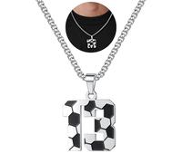 TINGN Kette Herren Edelstahl Fußball Kette Digital 1-20 Anhänger Mode Schmuck für 2026 Weltmeisterschaft Geschenke für Fußballfans Männer ihn Vater Freund Ehemann NO.13