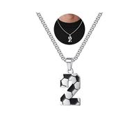 TINGN Kette Herren Edelstahl Fußball Kette Digital 1-20 Anhänger Mode Schmuck für 2026 Weltmeisterschaft Geschenke für Fußballfans Männer ihn Vater Freund Ehemann NO.2