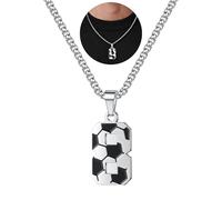 TINGN Kette Herren Edelstahl Fußball Kette Digital 1-20 Anhänger Mode Schmuck für 2026 Weltmeisterschaft Geschenke für Fußballfans Männer ihn Vater Freund Ehemann NO.8