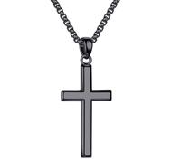 TINGN Kreuz Kette Herren Schwarz, Silber Kette mit KreuzAnhänger Halskette Herren Frauen Mädchen Geschenk Figarokette Kreuz Modeschmuck Geschenk für Männer Sohn