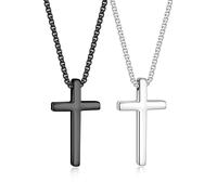 TINGN Kreuzkette Männer - Kreuz Kette Herren Kreuzkette Silber Herren Silber Kreuz Anhänger Schwarz Christ Ketten für Männer Kette Halskette Cross Necklace Schmuck