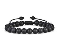 TINGN Lavastein Herren Armband, 8mm Männer Tigerauge Lavastein Armband Stressabbau Yoga Perlen Verstellbares Armband Angst Verstellbare Herren Armband Geschenke für Männer Frauen