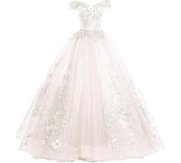 Tingyanyan Schulterfrei Abendkleider Tüll Prinzessin Lange Party Ballkleider Quinceanera Kleider Weiß Größe 56