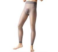 Tingyilan Männer Fleece Gefütterte Strumpfhosen Gefälschte durchscheinende Leggings Hohe Taille Strumpfhose Transparente Winter Dicke Warme Strumpfhose Plus Size Thermo Strumpfhose,Gray 300g,XL