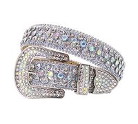 TINIDI Gürtel für Herren und Damen, Strass, Westerngürtel, glitzernd, Kristall, Diamant-Nieten, 01 Silber, Fit Waist 40-42 Inches