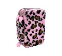 Tinka Triple Pencilcase - Leopard Rosa