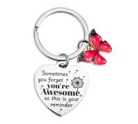Tinoaly Inspirierende Geschenke Schlüsselanhänger für Frauen, Sometimes You Forget You're Awesome Geschenk ist Ermutigender Motivierender Schlüsselanhänger Schmetterlingsgeschenk (Rosa)