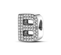 TINSLO Charm Anhänger Damen Buchstabe B für Armband 925 Sterling Silber Charms Beads passend für Pandora Armband und Halskette, Kompatibel mit Europäischen Armbänder für Frauen Mädchen