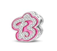 TINSLO Charm Anhänger Damen Buchstabe B für Armband 925 Sterling Silber Charms Beads passend für Pandora Armband und Halskette, Kompatibel mit Europäischen Armbänder für Frauen Mädchen