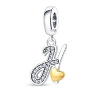 TINSLO Charm Anhänger Damen Buchstabe H für Armband 925 Sterling Silber Charms Beads passend für Pandora Armband und Halskette, Kompatibel mit Europäischen Armbänder für Frauen Mädchen