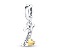 TINSLO Charm Anhänger Damen Buchstabe I für Armband 925 Sterling Silber Charms Beads passend für Pandora Armband und Halskette, Kompatibel mit Europäischen Armbänder für Frauen Mädchen