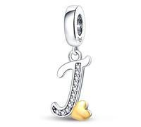 TINSLO Charm Anhänger Damen Buchstabe J für Armband 925 Sterling Silber Charms Beads passend für Pandora Armband und Halskette, Kompatibel mit Europäischen Armbänder für Frauen Mädchen