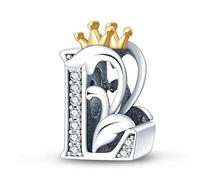 TINSLO Charm Anhänger Damen Buchstabe L für Armband 925 Sterling Silber Charms Beads passend für Pandora Armband und Halskette, Kompatibel mit Europäischen Armbänder für Frauen Mädchen