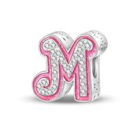 TINSLO Charm Anhänger Damen Buchstabe M für Armband 925 Sterling Silber Charms Beads passend für Pandora Armband und Halskette, Kompatibel mit Europäischen Armbänder für Frauen Mädchen