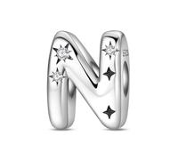 TINSLO Charm Anhänger Damen Buchstabe N für Armband 925 Sterling Silber Charms Beads passend für Pandora Armband und Halskette, Kompatibel mit Europäischen Armbänder für Frauen Mädchen