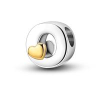 TINSLO Charm Anhänger Damen Buchstabe O für Armband 925 Sterling Silber Charms Beads passend für Pandora Armband und Halskette, Kompatibel mit Europäischen Armbänder für Frauen Mädchen