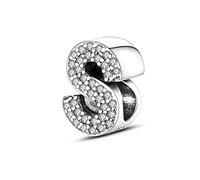 TINSLO Charm Anhänger Damen Buchstabe S für Armband 925 Sterling Silber Charms Beads passend für Pandora Armband und Halskette, Kompatibel mit Europäischen Armbänder für Frauen Mädchen