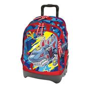 Tinta Unita Shark Trolley Schulrucksack Dream Cross, abnehmbar, neue Räder, Treppen, mit abnehmbarem Rollwagen, Farbe Pool Over