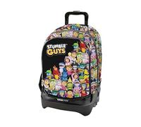 Tinta Unita Trolley Schulrucksack Dream Cross, Stumble Guys schwarz abnehmbar neue Räder Treppen mit abnehmbarem Fahrwerk Farbe Pool Over