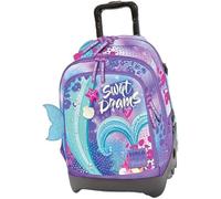Tinta Unita Trolley Schulrucksack Dream Cross Sweet, abnehmbar, neue Räder, Treppen mit abnehmbarem Trolley Teen Pool Over Lila