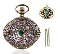 Tiong Antik Steampunk Quarz Taschenuhr Anhänger Halskette Kette Geschenk Herren, Taschenuhr Herren Quarz Taschenuhr Armband Geschenkbox, Cf-set002
