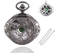 Tiong Antik Steampunk Quarz Taschenuhr Anhänger Halskette Kette Geschenk Herren, Taschenuhr Herren Quarz Taschenuhr Armband Geschenkbox, Cf-set004
