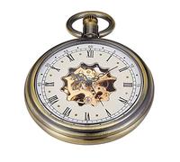 Tiong Glatte, abdeckungslose mechanische Taschenuhr, Polygonales mechanisches Uhrwerk, römisches Zifferblatt, mechanische Taschenuhren für Herren, Mpw117-uk